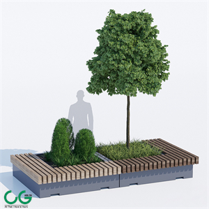 Big green benches tree